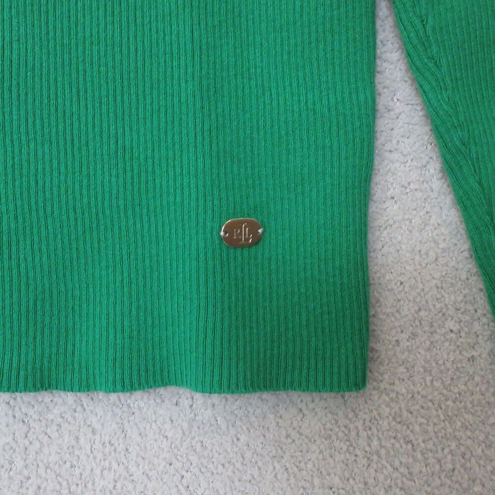Ralph Lauren LRL Sweater Womens XL Green Ribbed Turtleneck Slim Long Sleeve - Picture 2 of 8
